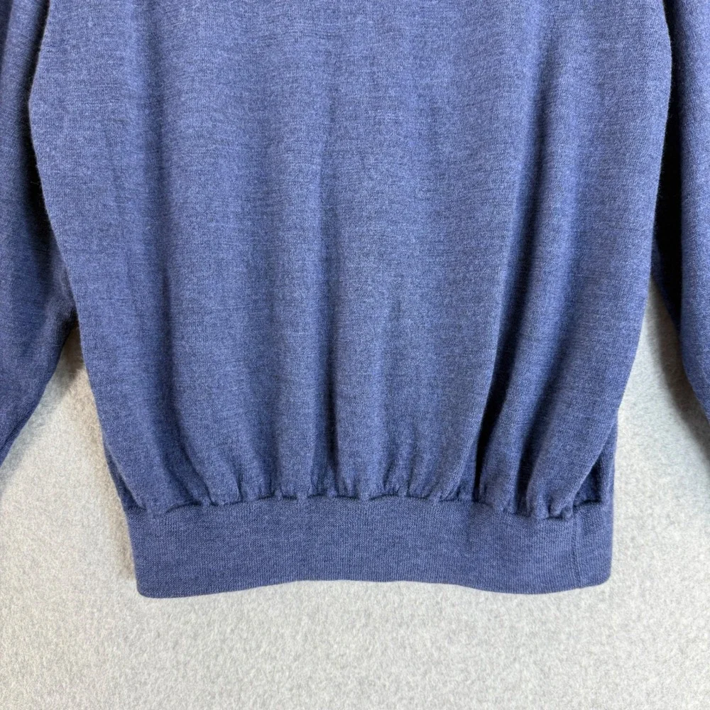 Peter Millar VNeck Pullover Sweater Long Sleeve Blue Merino Wool Mens Size Large